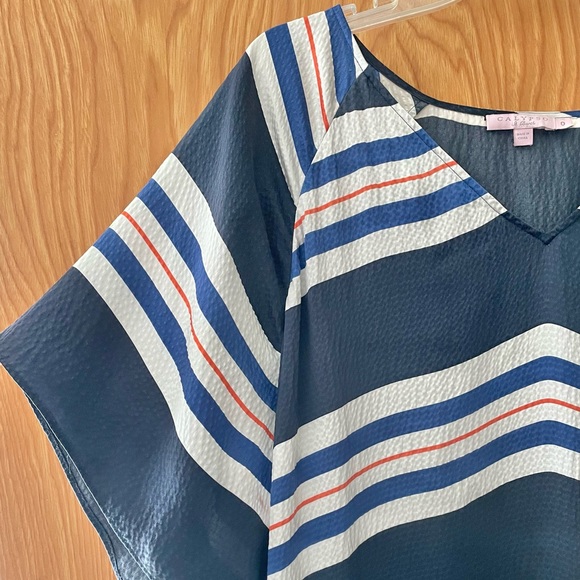 Calypso St. Barth puckered silk maxi caftan coverup, one size - Picture 5 of 10